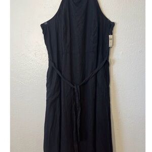 Anthropologie Black Dress with Waist Tie